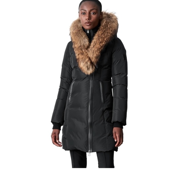 Mackage Women Adali Down Parka Coat Natural Fur Signature Collar Sz L Flaw - Picture 3 of 16